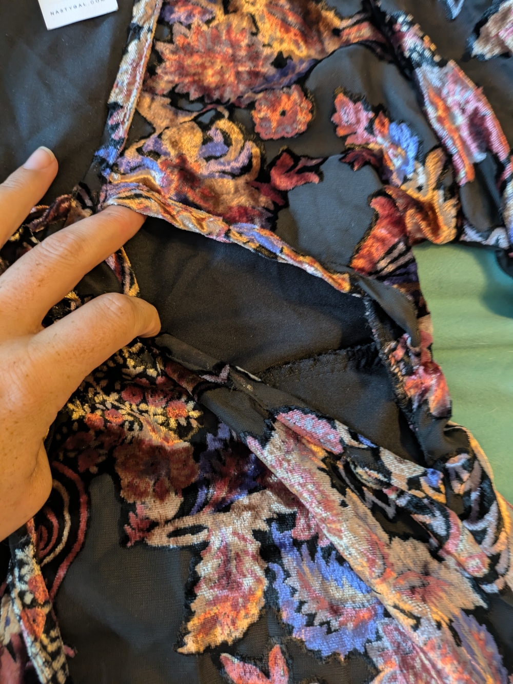 NWT Nasty Gal Floral Devore Extreme Sleeve Cut Out Mini Dress Size 4 - Picture 9 of 14